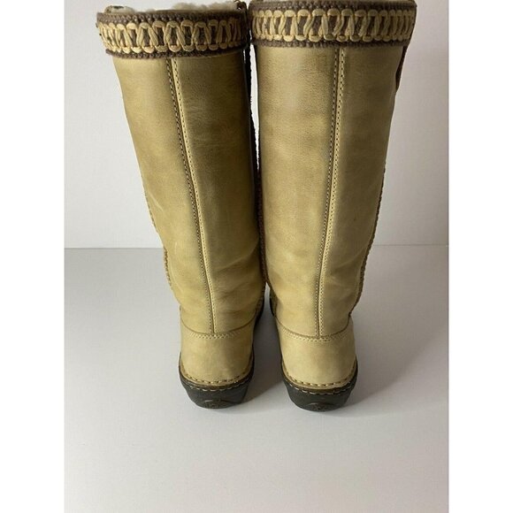 UGG Braided Size 5 Knee-High Riding Boots Suede Sheepskin Shearling Tan EUC - Picture 8 of 9